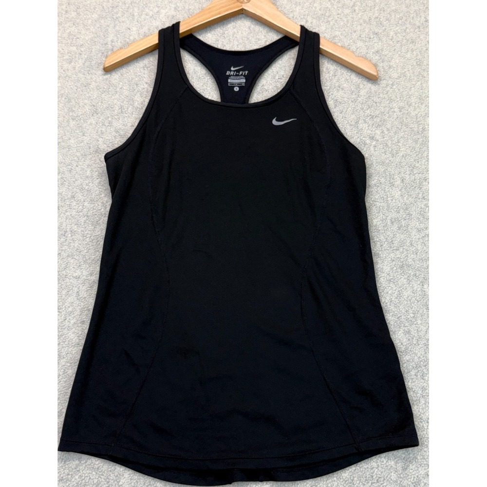 Nike Dri-Fit Womens Racerback Tank Top Black Classic Scoop Neck Lightweight S